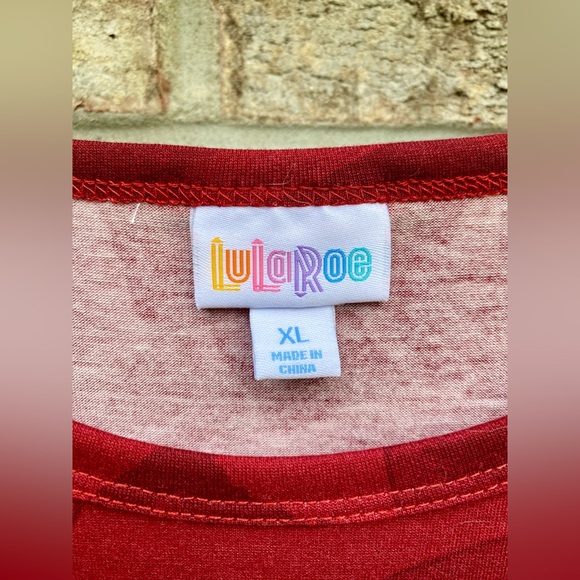 Red Burgundy Floral LulaRoe Casual XL Shift Midi/Maxi Dress - Picture 7 of 7